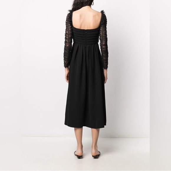 Self-Portrait Crepe Dot Mesh Sleeved Midi Dress sz 10 - Picture 4 of 14